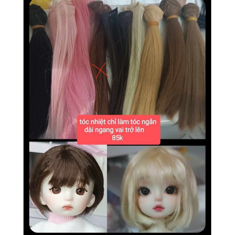 Tóc len 1/6 búp bê bjd 30cm. Wig tóc theo yêu cầu.
