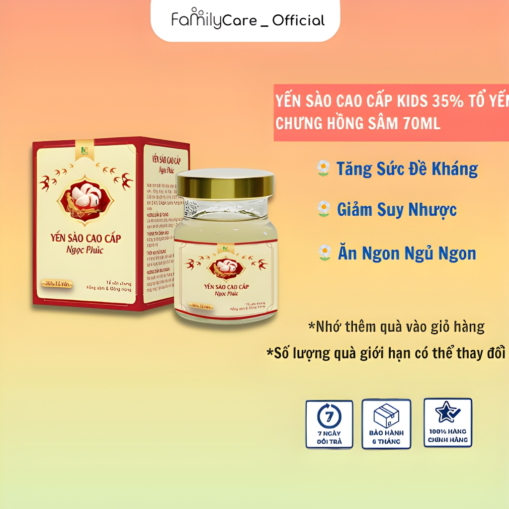 Yến Sào Cao Cấp Ngọc Phúc 35% Tổ Yến Chưng Hồng Sâm & Đông Trùng Hạ Thảo Tăng Cường Sức Đề Kháng Lọ 70ml