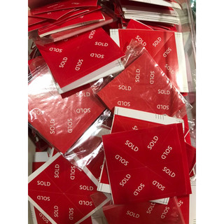 Sticker sold, note dán card và bút rọc giấy