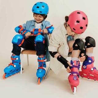 Giày trượt patin play 3 trẻ em màu hồng tím DECATHLON oxelo 8367591