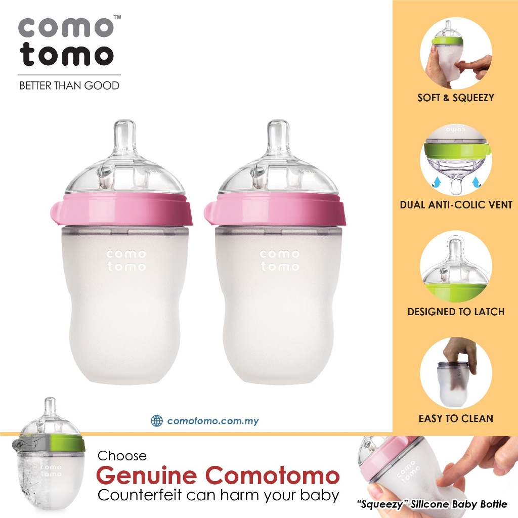 Bình sữa Comotomo 250ml đơn xanh chính hãng, được đổi ty