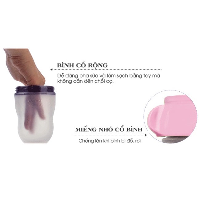 Hộp 2 bình sữa Comotomo xanh 150ml chính hãng, tách lẻ / đổi ty