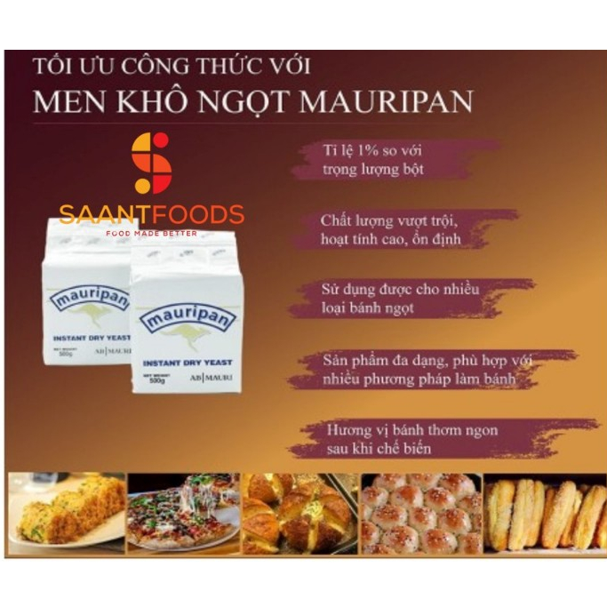 Men khô ngọt làm bánh mì ngọt hiệu Mauri