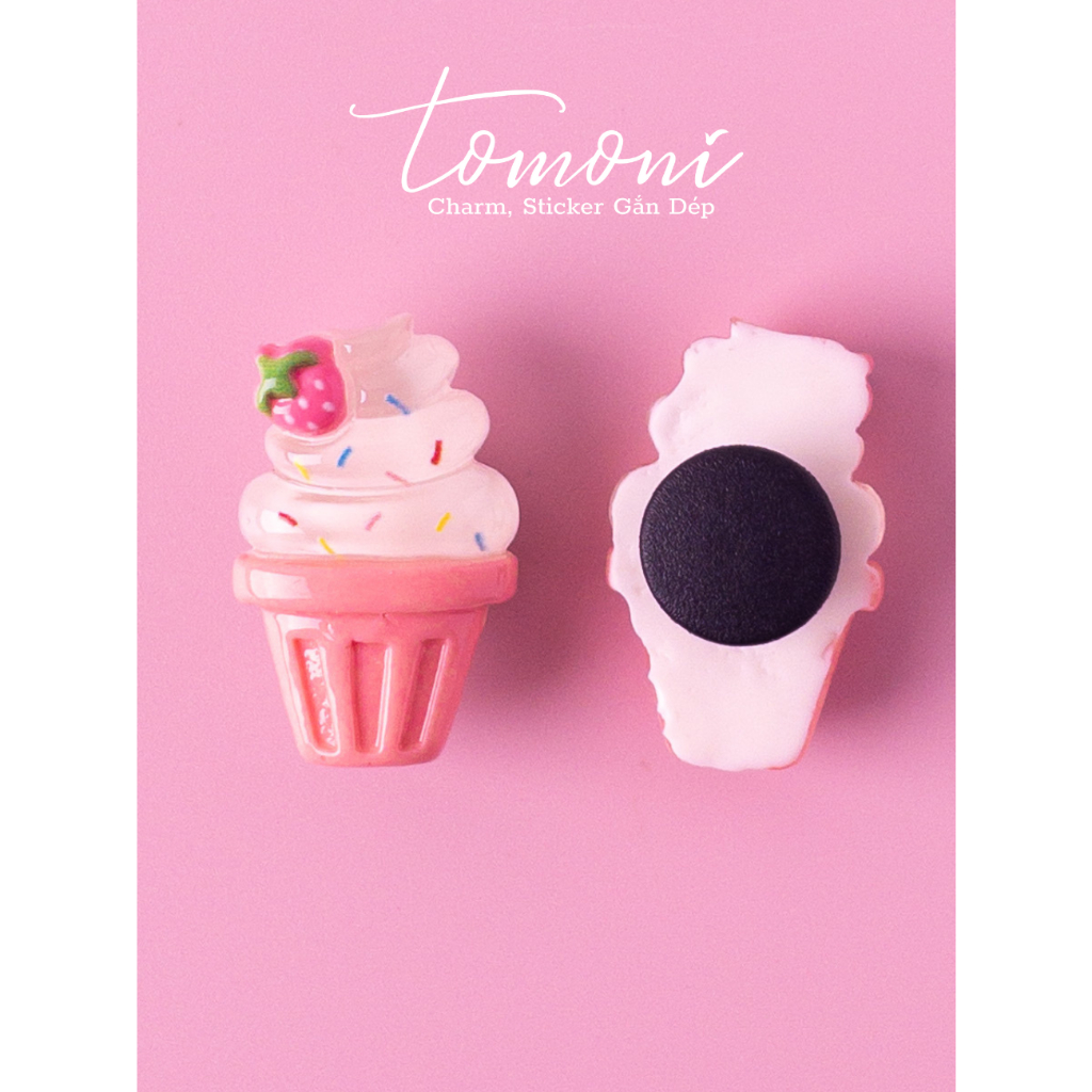 Charm Crocs, Jibbitz, Sticker Gắn Dép Hình Kem DIY Trong Suốt HQ96