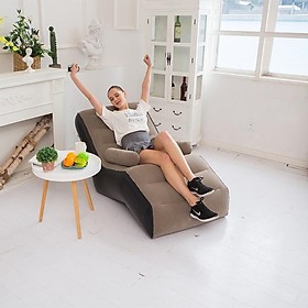 Ghế Hơi Tựa Lưng Có Tay Vịn Thư Giãn - Ghế Sofa Hơi Tựa Lưng Bọc Nhung Cao Cấp Kèm Bơm Chân.