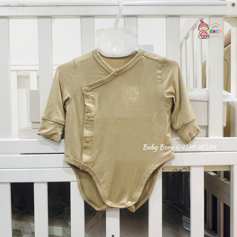 Body chip Anminaza dài tay sợi tre cúc lệch thun lạnh mềm mại cho bé sơ sinh AMI0116