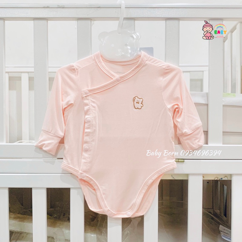 Body chip Anminaza dài tay sợi tre cúc lệch thun lạnh mềm mại cho bé sơ sinh AMI0116