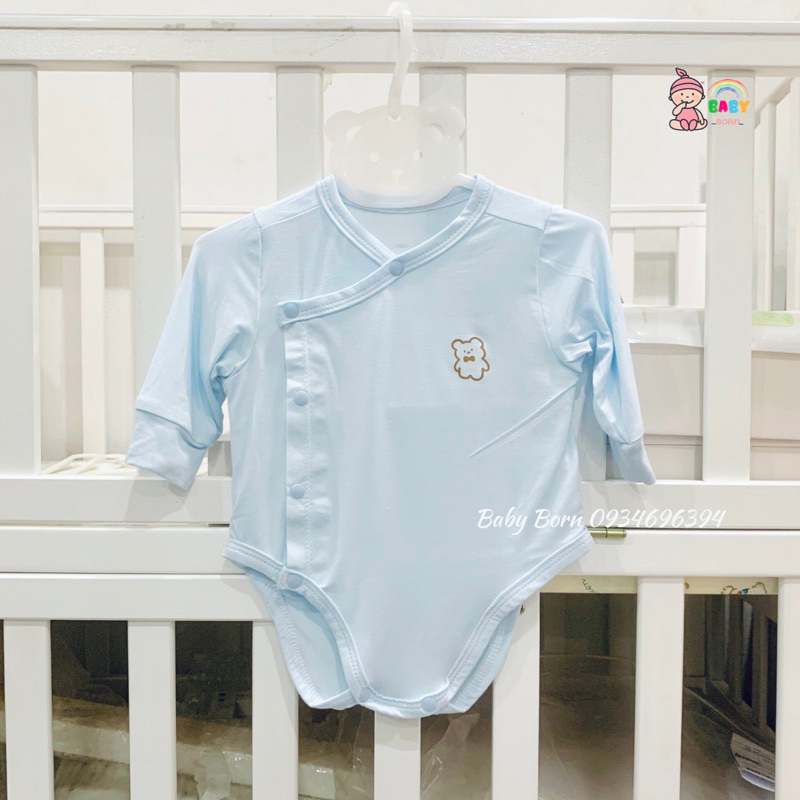 Body chip Anminaza dài tay sợi tre cúc lệch thun lạnh mềm mại cho bé sơ sinh AMI0116