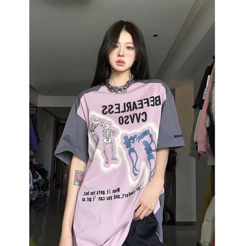 Áo thun phông logo tay nam nữ PINK phối vai BEFEARLESS Unisex