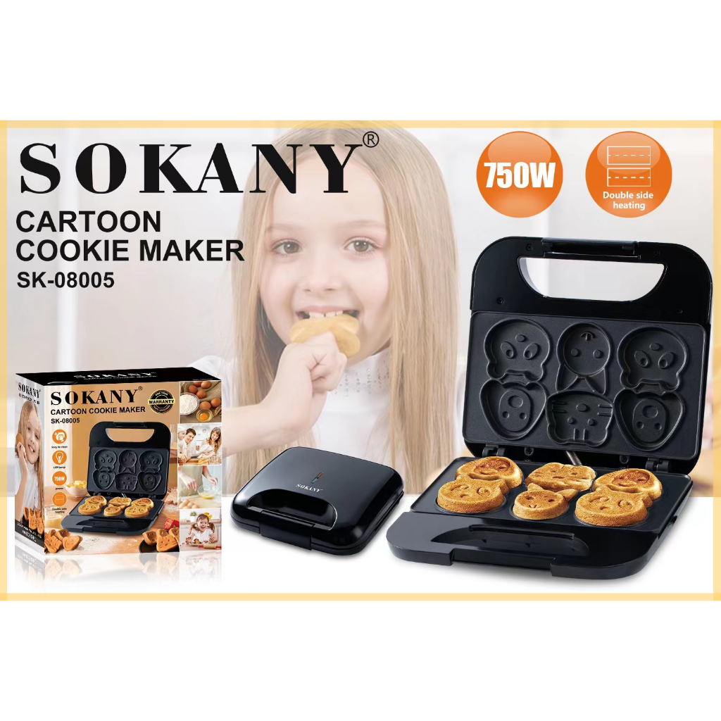 Máy làm bánh khuôn 6 hình động vật, Máy làm bữa sáng cho bé sokany 08005