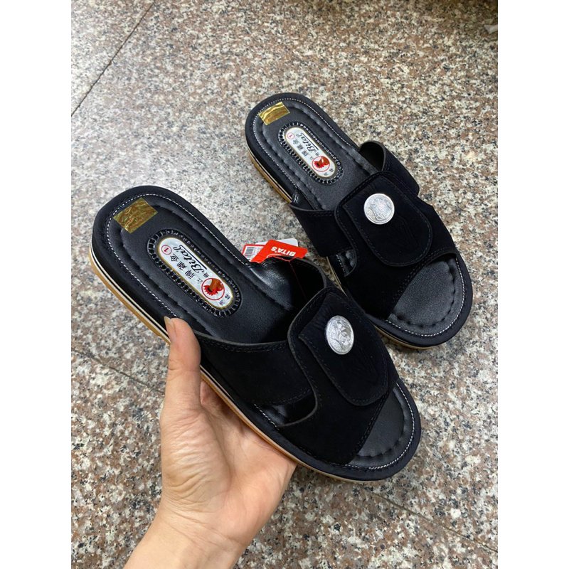 Dép nam gà mác tròn chuẩn hành bitas loại 1  kèm ảnh thật 2 màu đen và vàng