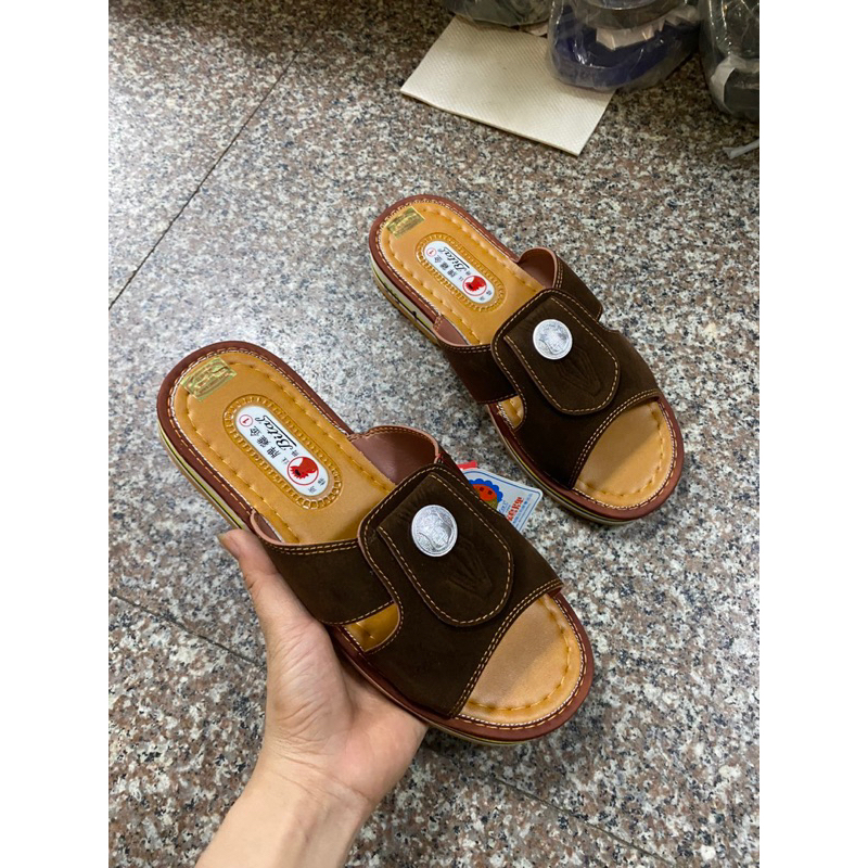 Dép nam gà mác tròn chuẩn hành bitas loại 1  kèm ảnh thật 2 màu đen và vàng