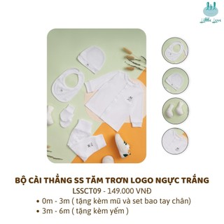 [CHÍNH HÃNG] Bộ sơ sinh cài giữa vải tăm tặng kèm phụ kiện Little love