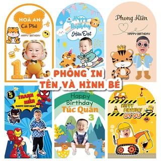 Phông in trang trí sinh nhật kèm in hình và tên cho bé trai( Hàng thiết kế đẹp)