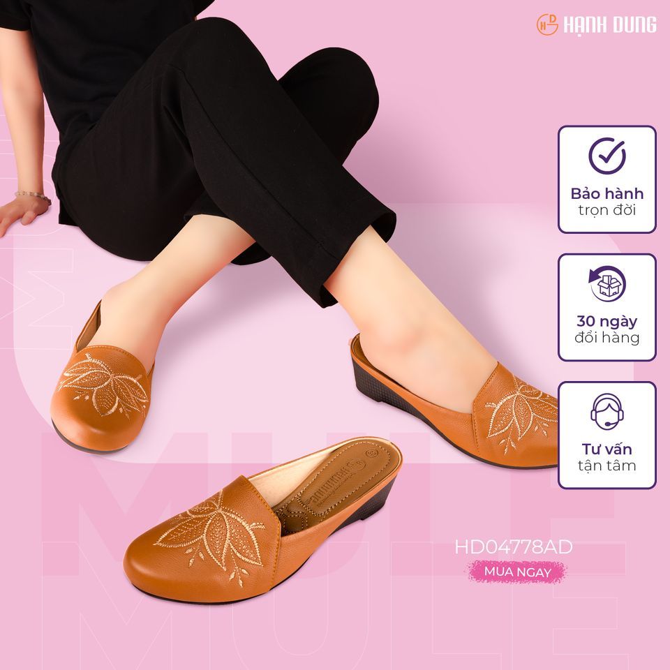 Dép Bít Mũi Hạnh Dung HD04778AD ( Xanh - Bò - Đen - Kem )