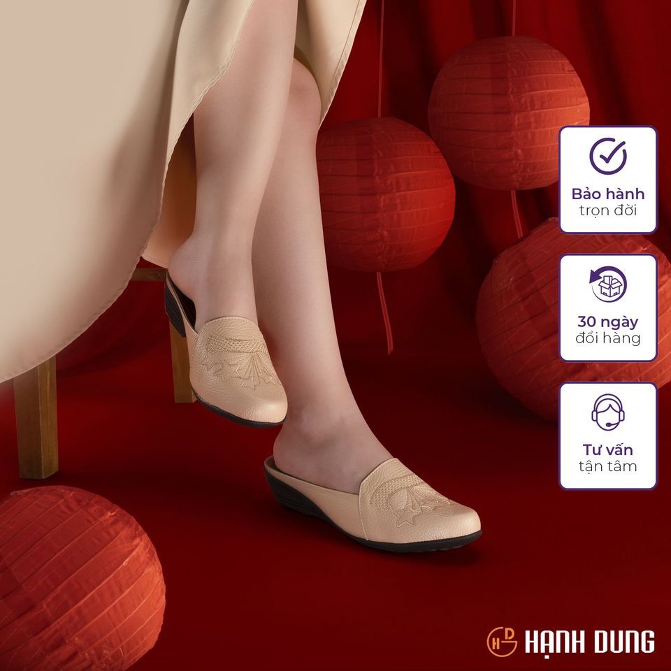 Dép Bít Mũi Hạnh Dung HD04765AD ( Màu Xám - Kem - Bò - Đen )
