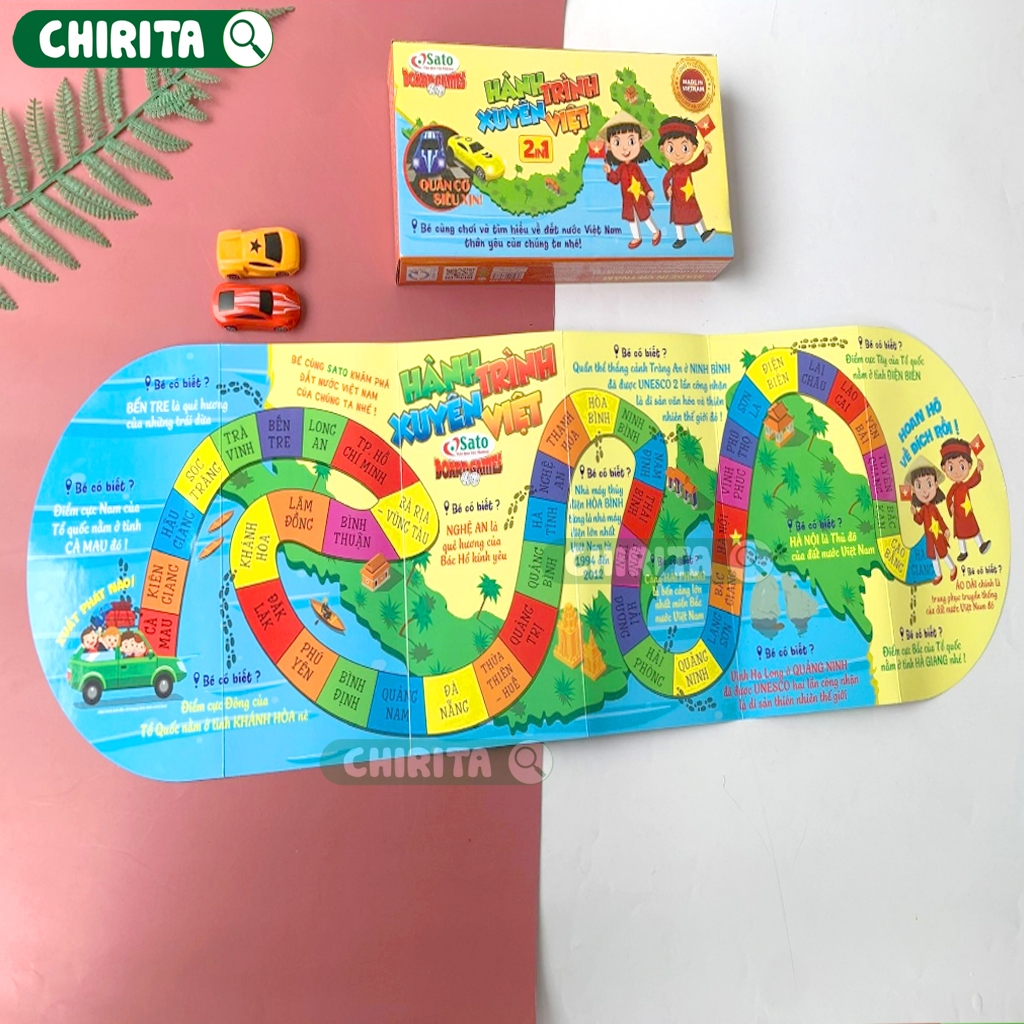 Ô Ăn Quan 2in1 Gấp Gọn Sato/Đại Phát Tài - Đồ Chơi Trẻ Em Board Game Trò Chơi Dân Gian Giải Trí Tìm Hiểu Địa Lý Chirita