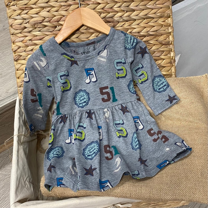Váy cotton dài tay hoạ tiết hoa nhí siêu xinh cho bé gái size từ 10-24 cân