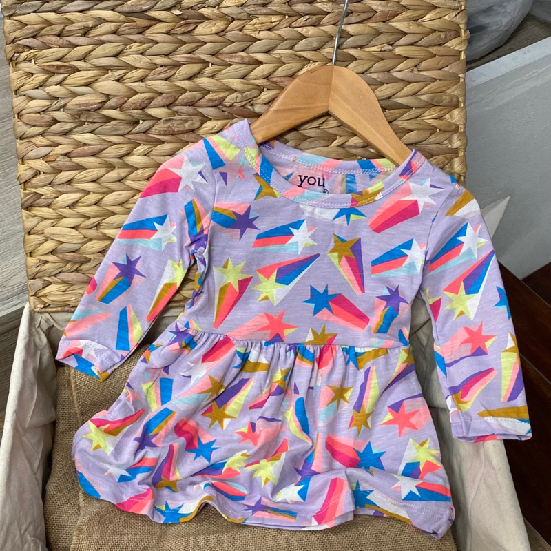 Váy cotton dài tay hoạ tiết hoa nhí siêu xinh cho bé gái size từ 10-24 cân