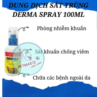 Derma Spray 100ml - Thu ốc xịt tr ị viêm, ghẻ lở trên da cho chó mèo gia súc Hanvet