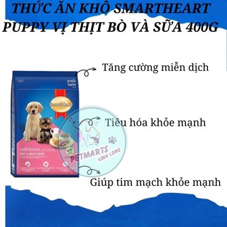 Smart Heart Puppy Thức Ăn Dành Cho Chó Con Vị Thịt Bò Và Sữa Gói 400g