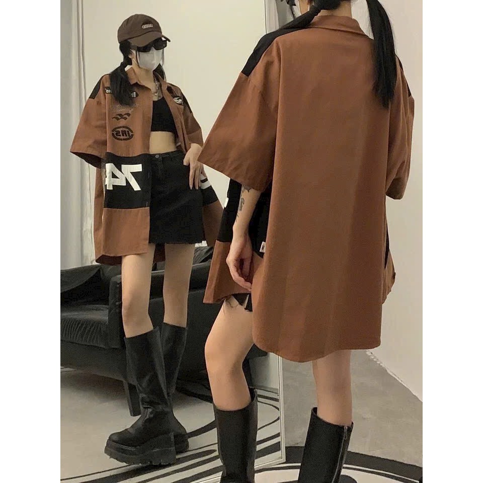 Áo sơ mi kiểu nam nữ INS cổ bẻ tay lỡ dáng ulzzang form rộng HÌNH 1974