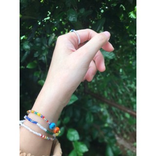 Vòng tay, vòng chân, vòng cổ, nhẫn hạt cườm handmade dây trơn hạt nhỏ nhỏ xíu