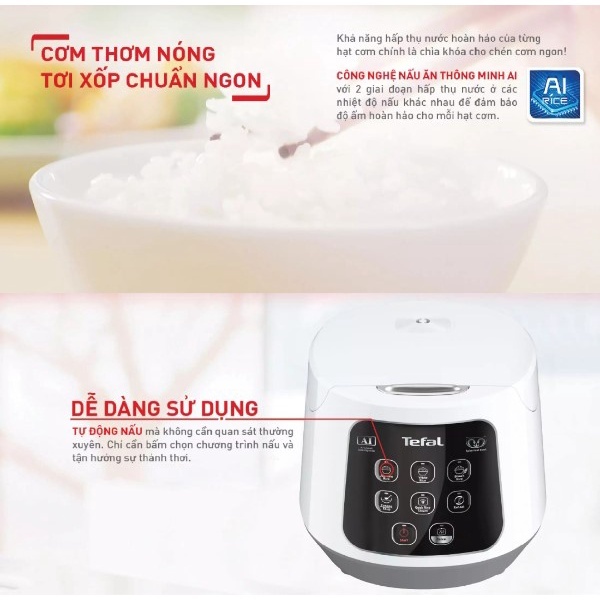 Nồi cơm điện Tefal Easy Rice Compact RK730168 - 600W, 1L