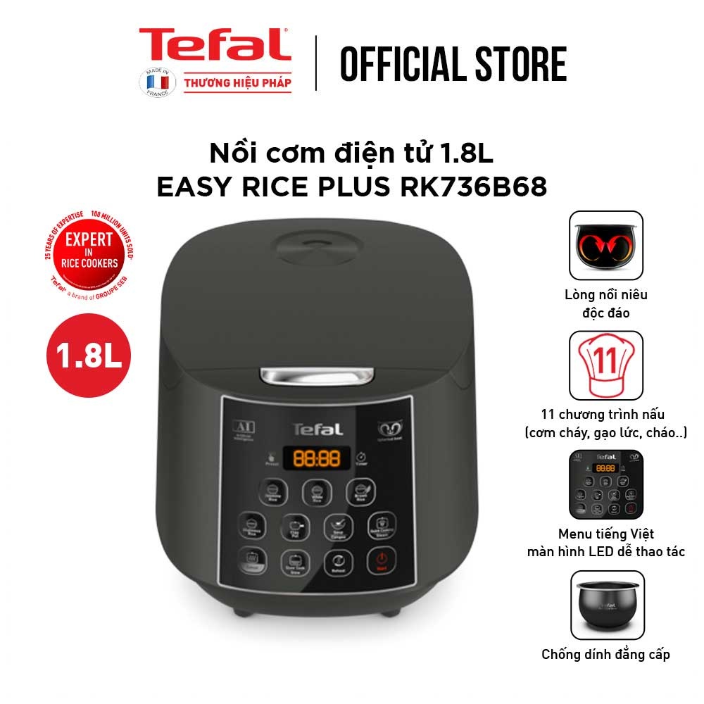 [GIFT] Nồi cơm điện Tefal Easy Rice Plus RK736B68 - 750W, 1.8L