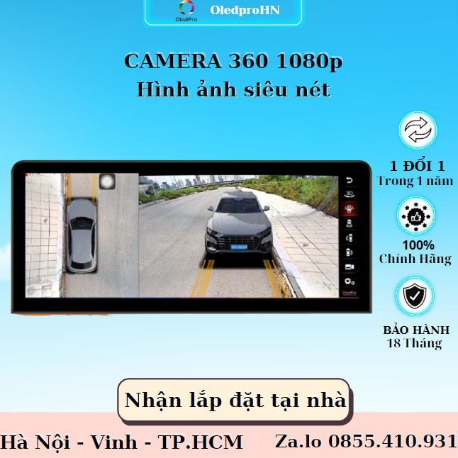 Màn hình Android cho ô tô OLEDPRO Premium 12.3inh Ram4GB Rom 32GB Bản Cao Cấp Bảo Hành 18 Tháng
