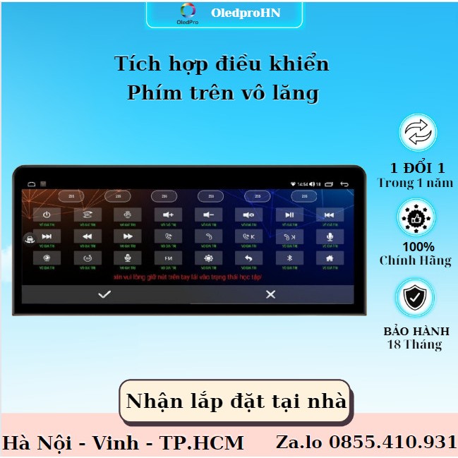Màn hình Android cho ô tô OLEDPRO Premium 12.3inh Ram4GB Rom 32GB Bản Cao Cấp Bảo Hành 18 Tháng