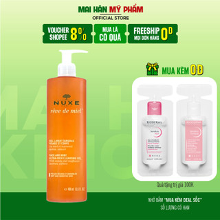 Gel rửa mặt và tắm toàn thân cho da khô và da nhạy cảm Nuxe Reve De Miel Face And Body Ultra-Rich Cleansing Gel 400ml