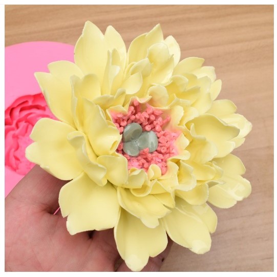 Khuôn Silicon Rau Câu 4d Hoa Mẫu Đơn Đại Đóa