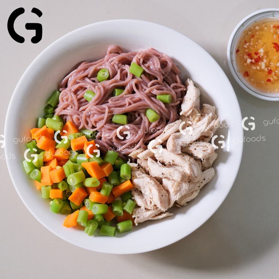 Bún gạo lứt (đen/ huyết rồng) ăn kiêng GUfoods (500g) - Dai ngon, Kết hợp đa dạng món, Eat clean, Thực dưỡng, Thuần chay