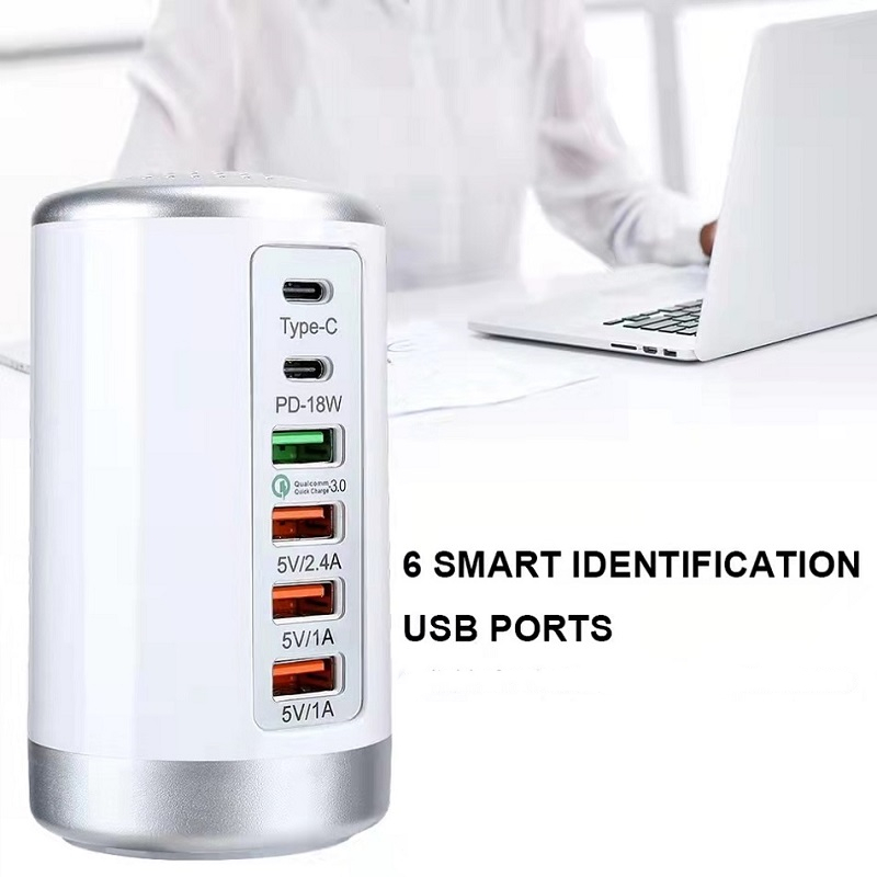 Tẩu Sạc Nhanh QC 3.0 Type C PD 65W 6 Cổng USBC Tiện Dụng 5V 2.4