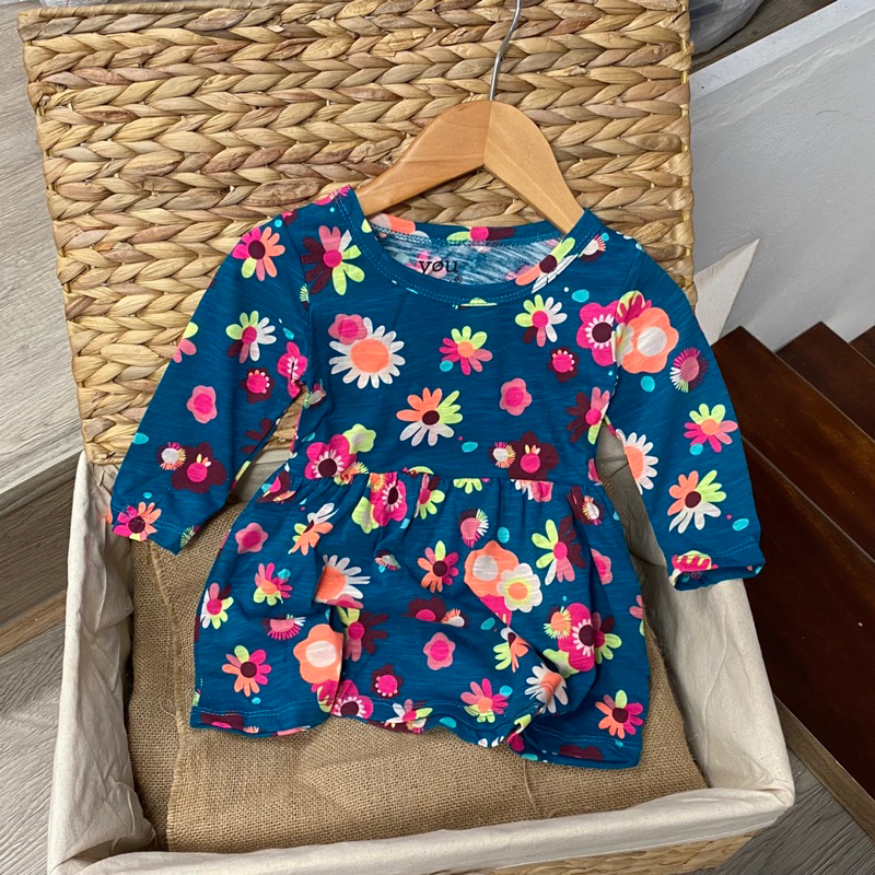 Váy cotton dài tay hoạ tiết hoa nhí siêu xinh cho bé gái size từ 10-24 cân