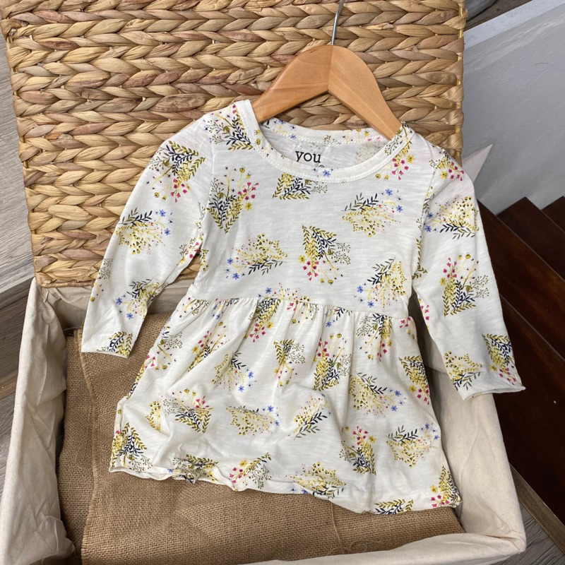 Váy cotton dài tay hoạ tiết hoa nhí siêu xinh cho bé gái size từ 10-24 cân