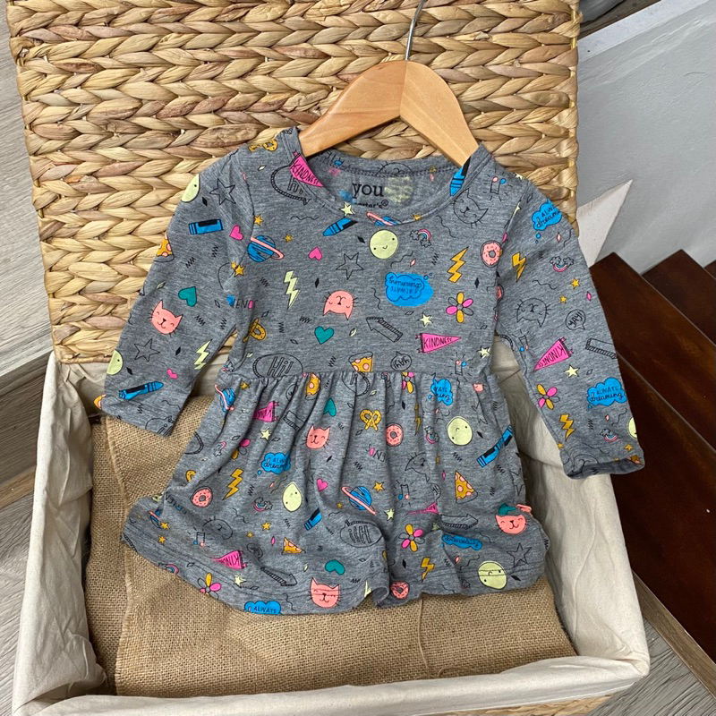 Váy cotton dài tay hoạ tiết hoa nhí siêu xinh cho bé gái size từ 10-24 cân