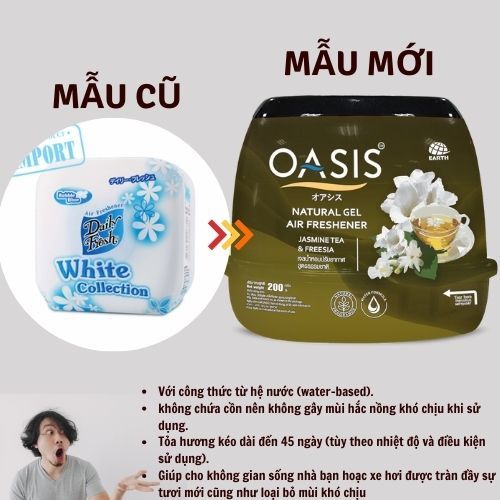 Sáp Thơm Oasis Natural Mới thay cho dòng Daily Fresh Cũ 200g mùi hương nhẹ nhàng sáp thơm xe phòng ngủ sang trọng xịn so