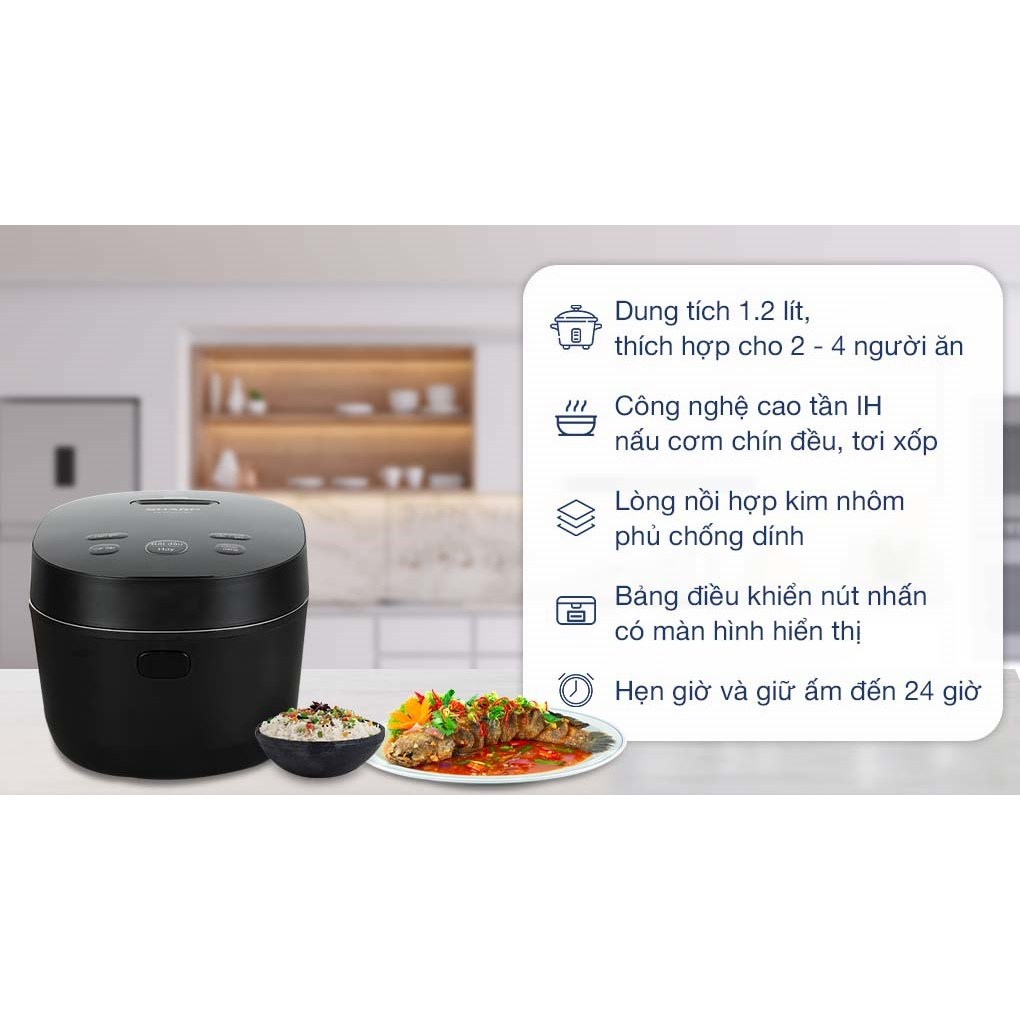 Nồi cơm cao tần Sharp 1.2 lít KS-IH122V-BK / KS-IH122V-WH - Hàng mới đập hộp