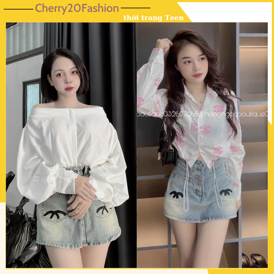 Chân váy ngắn bò jeans nữ xanh loang hình thêu siêu đẹp, chân váy jeans cực dễ mix đồ form chữ A tôn dáng cực kì