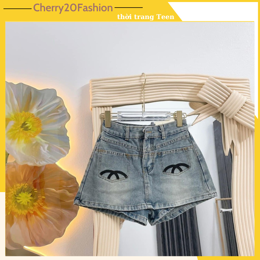 Chân váy ngắn bò jeans nữ xanh loang hình thêu siêu đẹp, chân váy jeans cực dễ mix đồ form chữ A tôn dáng cực kì