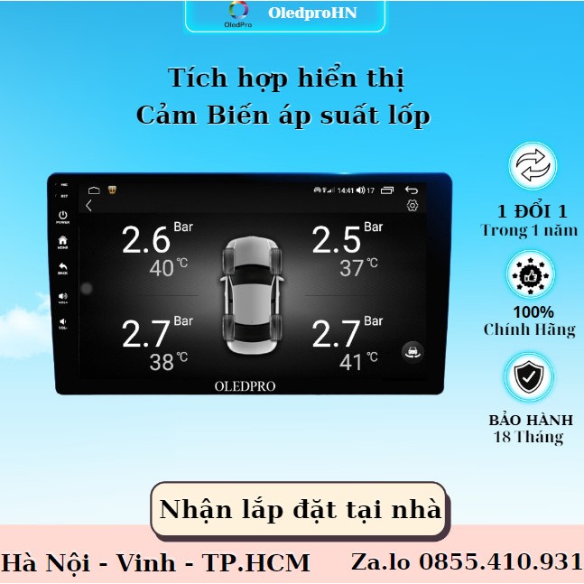 Màn hình android cho ô tô OLEDPRO P450  Ram 2G Rom 32G 8 nhân, có quạt tản nhiệt. Bảo hành chính hãng 18 tháng