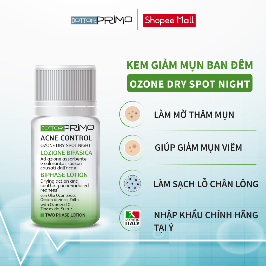 Kem Giảm Mụn Ban Đêm DottorPrimo Ozone Dry Spot Night 10ml - Làm Mờ Thâm, Giúp Da Căng Mịn