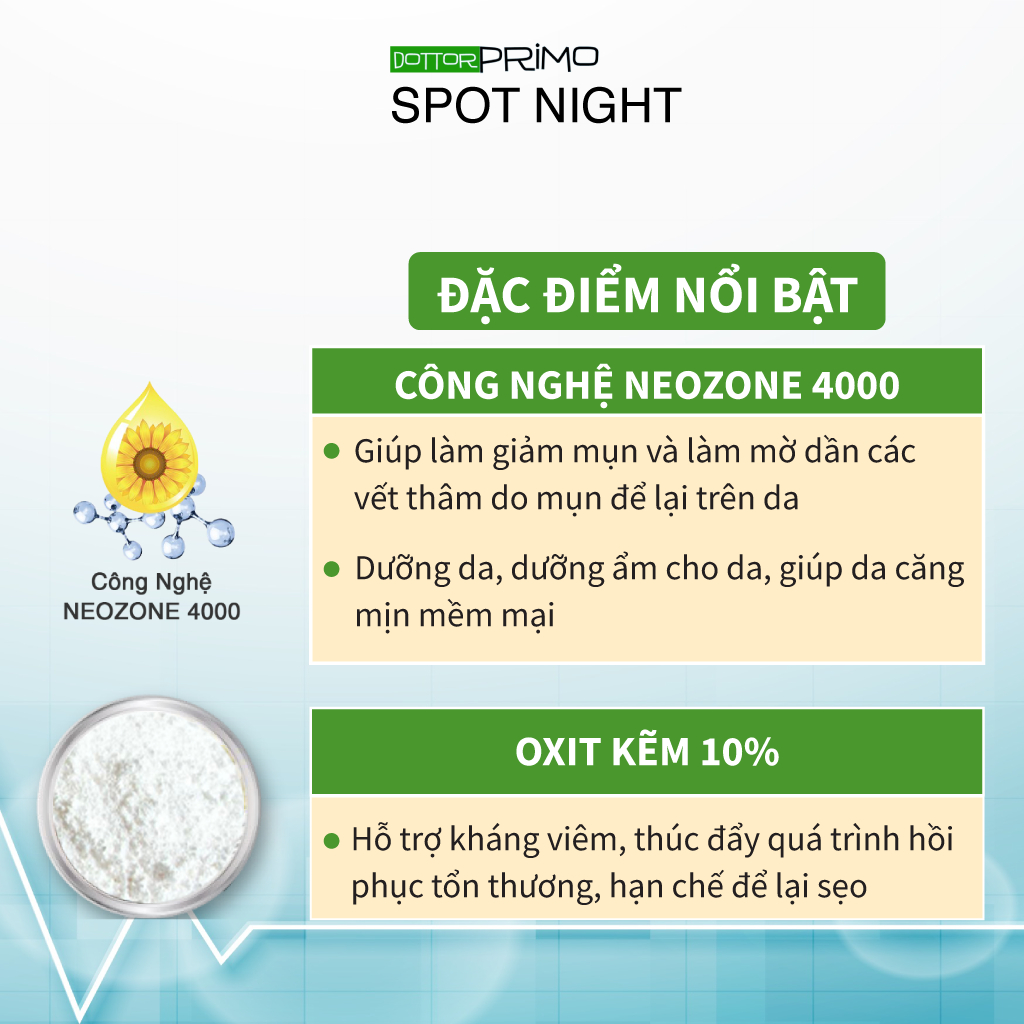 Kem Giảm Mụn Ban Đêm DottorPrimo Ozone Dry Spot Night 10ml - Làm Mờ Thâm, Giúp Da Căng Mịn