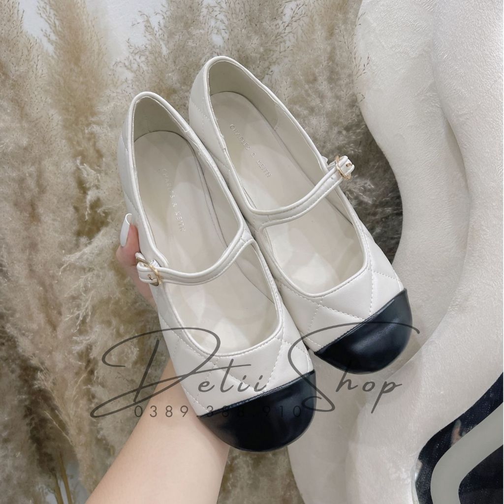 Giày búp bê nữ CnK Fullbox mũi tròn quai ngang phong cách tiểu thư sang chảnh D8675