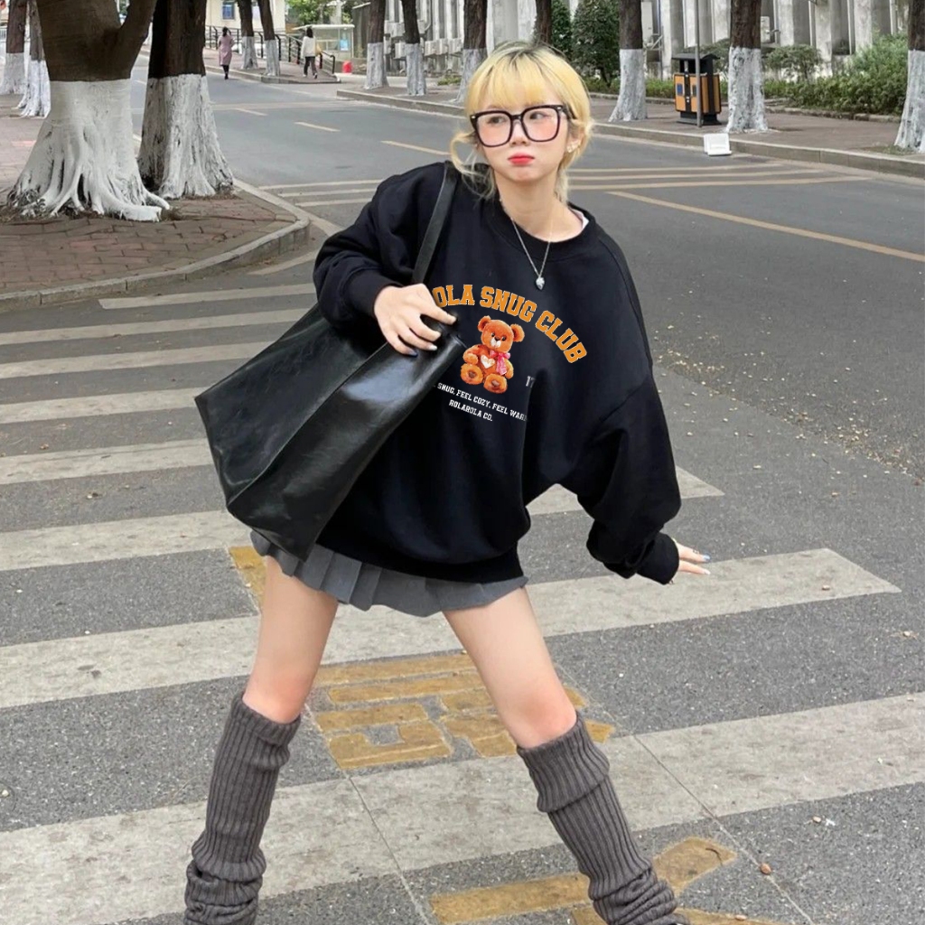 Áo Sweater HALEY HD407 Unisex Nam Nữ Phong Cách Hàn Quôc Form Rộng Chất Nỉ Bông Nỉ Lông Cáo Dày Dặn