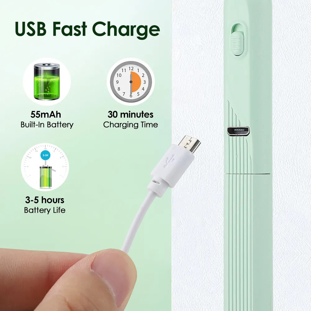 Dụng cụ lấy rái tay cho bé có đèn led siêu sáng pin sạc lại USB đầu silicon mềm không gây đau rát,an toàn tiện lợi