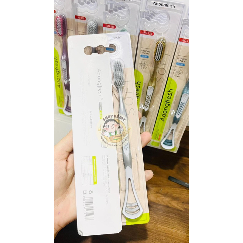 Bàn chải Adongfresh lông mềm Deep Cleanning  2in1 kèm chải lưỡi MSP No.228