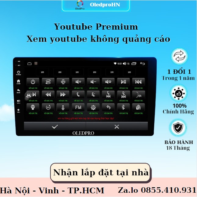 Màn hình android cho ô tô OLEDPRO Ultra 2K Ram 4GB Rom 32gb 8 Core, độ phân giải 2000 x 1200. Bảo hành 2 năm